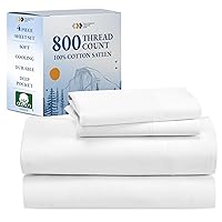 California Design Den Luxury Queen Sheet Set, 800 Thread Count 100% Cotton Sheets for Queen Size Bed, 4 Pc Deep Pocket Queen Sheets, Cooling & Softer Than Egyptian Cotton Claims (White Sheets)