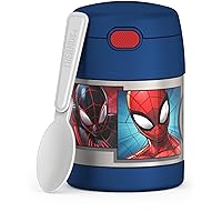 THERMOS FUNTAINER 10 Ounce Stainless Steel Vacuum Insulated Kids Food Jar with Spoon, Spider-Man