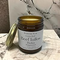 Beef Tallow Balm - 8 oz - Organic Grass Fed and Finished - Moisturizing Skin Care Peppermint