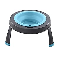 Popware for Pets Single Elevated Pet Feeder, Gray/Blue, Large/4 Cup Capacity (PW140432312)