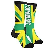 Unisex Fun Novelty Crazy Crew Socks Jamaican Kingdom Flag Dress Socks