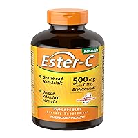 Ester-C with Citrus Bioflavonoids Capsules - Gentle On Stomach, Non-Acidic Vitamin C - Non-GMO, 500 mg, 240 Count (Pack of 1), 120 Servings