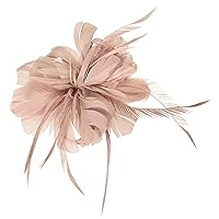 Z&X Women's Fascinator Wedding Derby Hat Feather Flower Sinamay Pillbox Hat Cocktail Tea Party Headband Clips