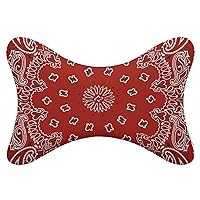 Red Bandana Pattern Car Headrest Pillow 2pcs Memory Foam Neck Pillow Neck Support Pillow for Camping and Traveling