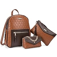 molshine 3Pcs Faux Leather Backpack Set, Crossbody Bag, Shoulder Bags, Clutch for Women Girl Lady Female Casual