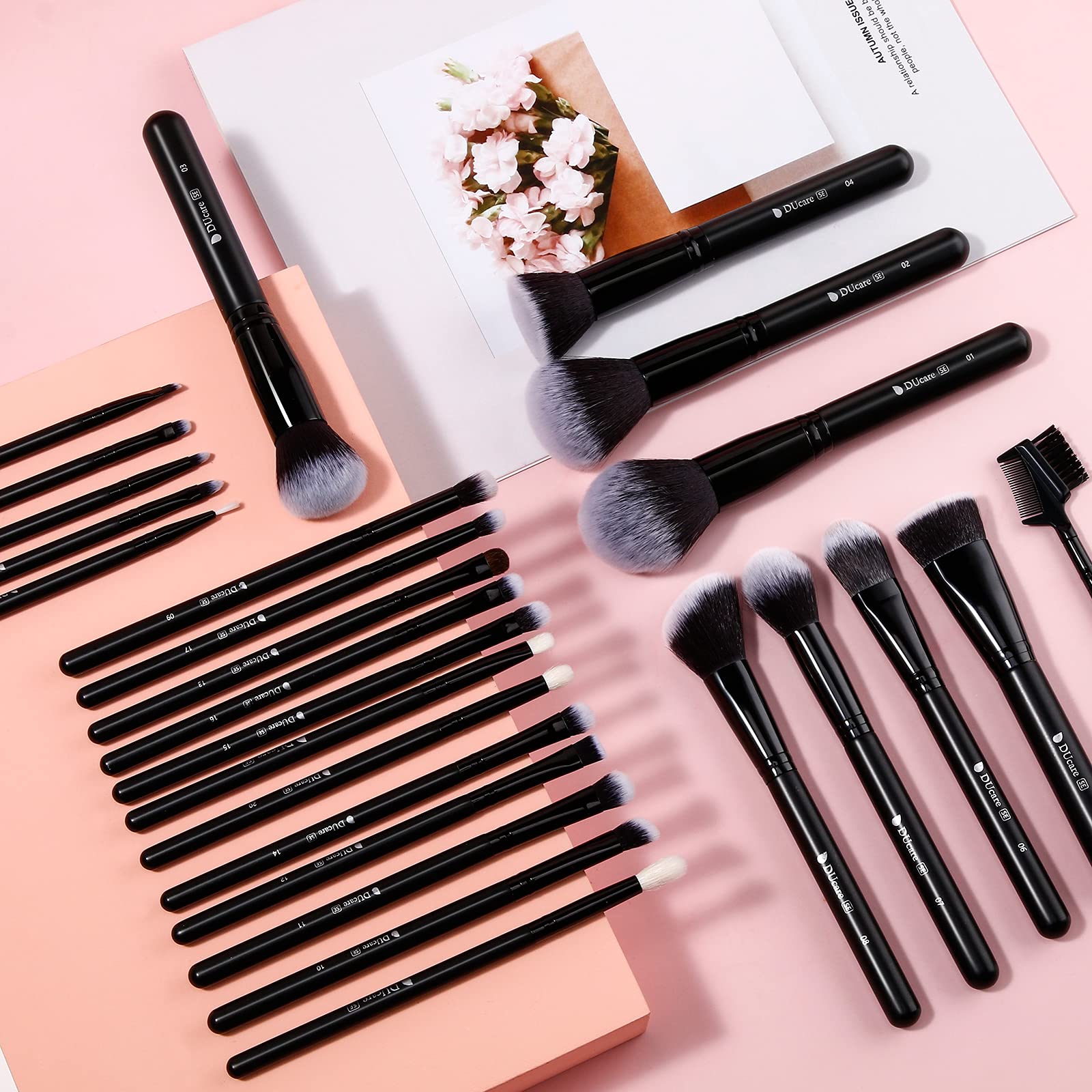 DUcare Professional Makeup Brushes Set 27Pcs Makeup Brush Set Premium Synthetic Kabuki Foundation Blending Face Powder Blush Concealers Eye Shadows Brushes