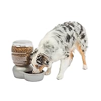 Petmate Replendish Pearl White 10 lb Dog Cat Feeder,Grey, Made in USA