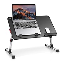 Laptop Desk Table, SAIJI Adjustable Laptop Stand, Portable Lap Desks with Foldable Legs, Notebook Standing Breakfast Tray Reading Desk for Sofa Couch Bed Floor (Black,Medium Size)