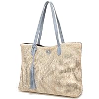 Women's Straw Rattan Shoulder Bag Tassel Tote Outdoor Daily Beach Top-Handle Handbag