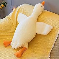 Large Goose Plush Toy White Goose Stuffed Animal 19.5 Inch Cute Goose Plush Soft Swan Throw Pillow Plush Pillow, Gift for Kids or Friends