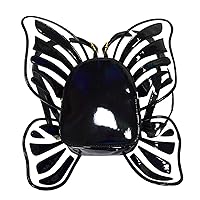 Women's Laser Holographic Backpack Butterfly Angel Wings Casual Daypack Shoulder bag for Girls (Black)