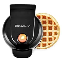 Elite Gourmet EWM013B Electric Nonstick Mini Waffle Maker with 5-inch cooking surface, Belgian Waffles, Compact Design, Hash Browns, Keto, Snacks, Sandwich, Eggs, Easy to Clean, Black