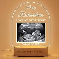 Personalized Sonogram Picture Frame Night Light Lamp - Custom New Mom Gifts for Women Baby First Time Selfie Keepsake - Pregnancy Announcements for Grandparents New Grandma Gifts (Style-1)