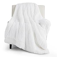 Bedsure Faux Fur White Blanket Twin Size for Couch – Soft, Fuzzy, Fluffy, and Shaggy Blankets, Warm and Thick Sherpa, Pure White Decorative Gift, Twin Blanket for Bed, Sofa, 60x80 Inches, 640 GSM