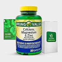 Spring Valley Calcium, Magnesium, Zinc & Vitamin D3 Dietary Supplement, 250 Caplets with Exclusive A to Z - Better Ligth&Spring Guide (2 Items)