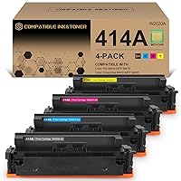 414A Toner Cartridges 4 Pack (with Chip) Works with Color Pro MFP M479fdw M479fdn M454dw M454dn M479dw M455dn M479 M454, Enterprise LaserJet M455dn M480f Printer | W2020A W2021A W2022A W2023A 414X
