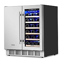 Wine and Beverage Refrigerator, 30 Inch Stainless Steels Beverage Fridge Dual Zone, Wine Beverage Cooler Built-in or Freestanding with Upgraded Cooling, 30 Bottles and 110 Cans Large Capacity