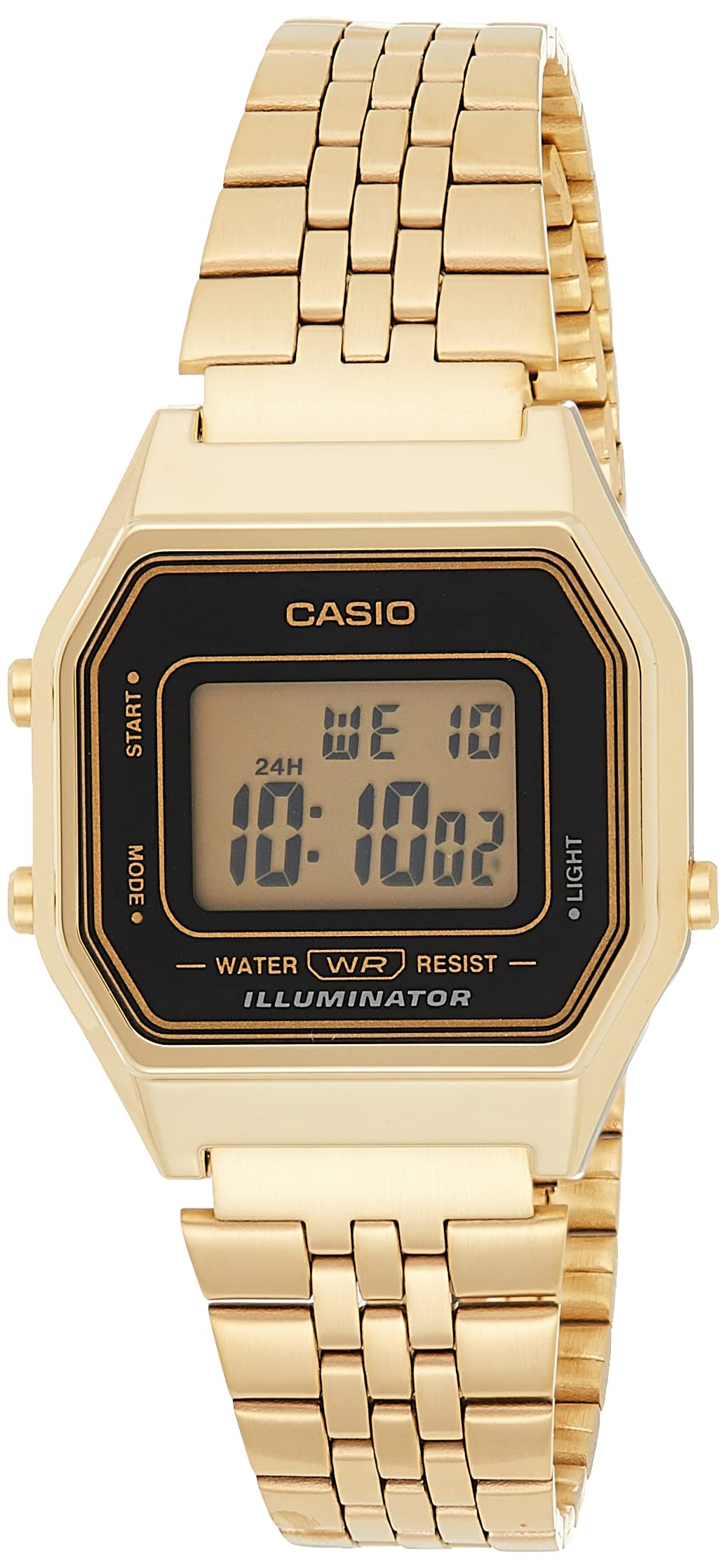 Casio Ladies Mid-Size Gold Tone Digital Retro Watch LA-680WGA-1DF