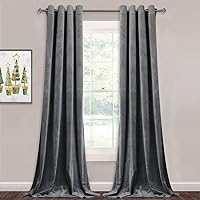 StangH Velvet Curtains 84 inches - Elegant Home Decor Room Darkening Velvet Drapes Heat Insulated Window Shade Panels for Living Room/Office, Grey, W52 by L84 inches, 2 Panels