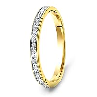 MIORE Diamond eternity ring for Women in White-Yellow Gold 9 Kt 375 with 0.05 Ct natural Diamonds- Anniversary Ring- Proposal- Gift box