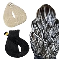 Full Shine Black Itip Hair Extensions Human Hair 40 Gram And Ice Blonde Tape in Hair Extensions 50 Gram 16 Inch
