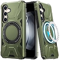 LUMARKE Strong Magnetic for Samsung Galaxy S24 Plus Case - Military-Grade Drop Tested - Built-in Kickstand Shockproof Protective Phone Case 6.6” for Men Women Girls - Dark Green
