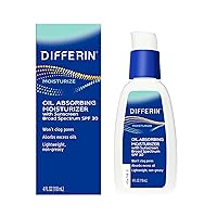 Oil Absorbing Moisturizer with SPF 30, Sunscreen for Face by the makers of Differin Gel, Gentle Skin Care for Acne Prone Sensitive Skin, 4 oz (Packaging May Vary)