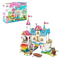 Building Toy Deluxe Brick for Ages 6-12 Girls Boys,Princess Leah Lake Rainbow Castle Building Kit Castle Toy House Toys,Creative Building Toys,Recreat