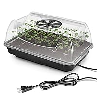 Heating Seed Starter Germination Kit Seedling Propagation Tray with Heater and 5in Vented Humidity Dome, 1-Pack, Black&Transparent