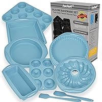 9in1 Nonstick Silicone Baking Bundt Cake Pan Cookie Sheet Molds Tray BPA Free Heat Resistant Bakeware Tools Kit for Muffin Loaf Bread Pizza CupcakeUtensil