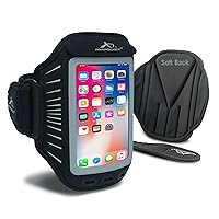 Armpocket Racer Plus Arm Band, Running Phone Holder for iPhone 12/13 Mini, Galaxy S7 Edge, Pixel 4A, & Devices Without Cases Up to 6.3 Inches, 10 to 15-inch Black Strap