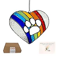 Stained Glass Dog Memorial Gifts for Loss of Dog, Rainbow Bridge Dog Memorial Suncatcher,Pet Memorial Passing Away Gifts for Dogs, Pet Loss Gifts, Loss of Dog Sympahty Gift