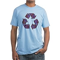 Fitted T-Shirt I Love to Recycle Symbol with Hearts - Baby Blue, Medium