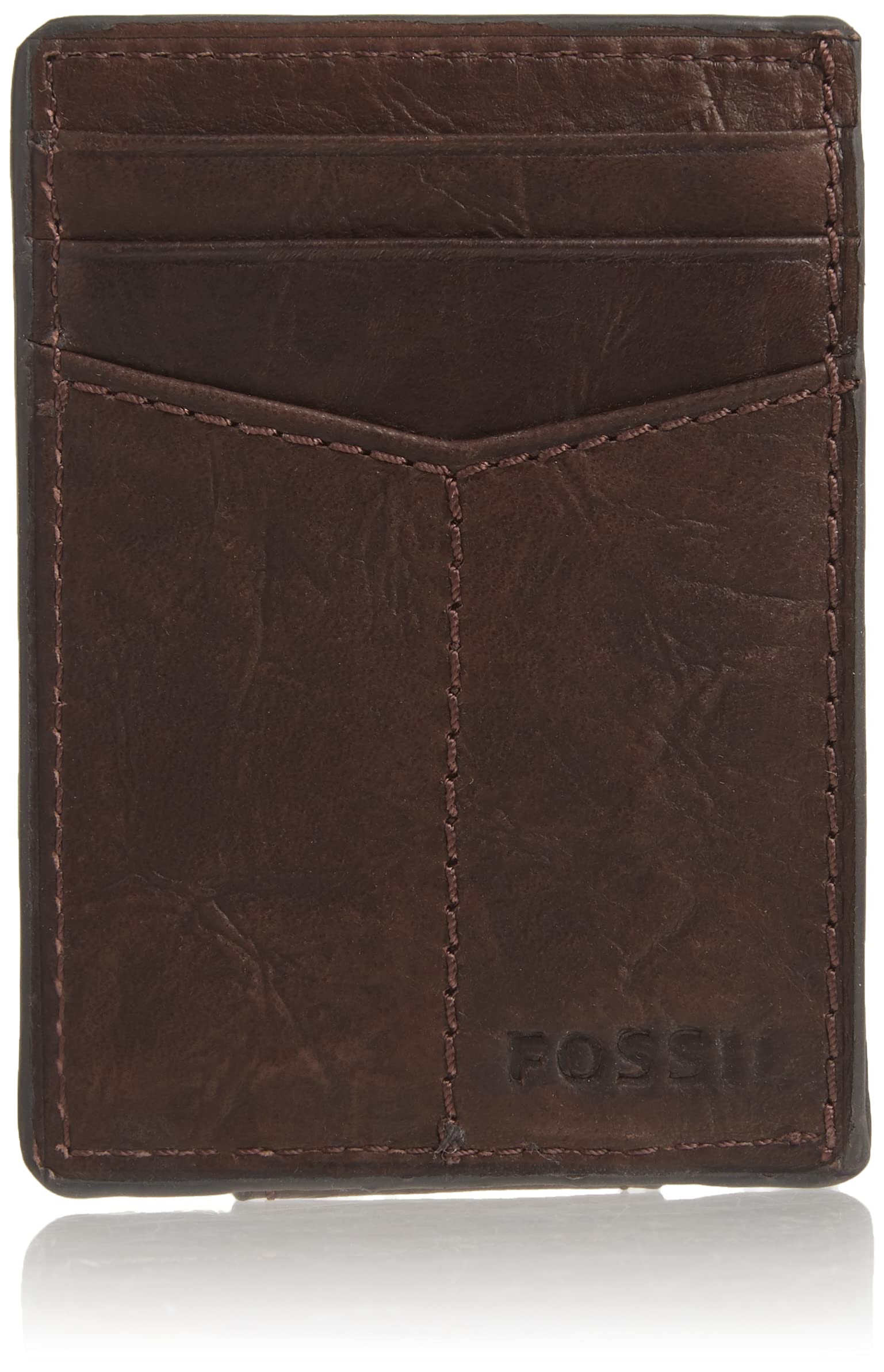 Fossil Men's Neel Leather Magnetic Card Case - Brown