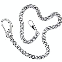 Pocket Watch Chain Albert Chain Silver Tone Fine Polish Vest Chain with Large Lobster Claw Clasp FC13A