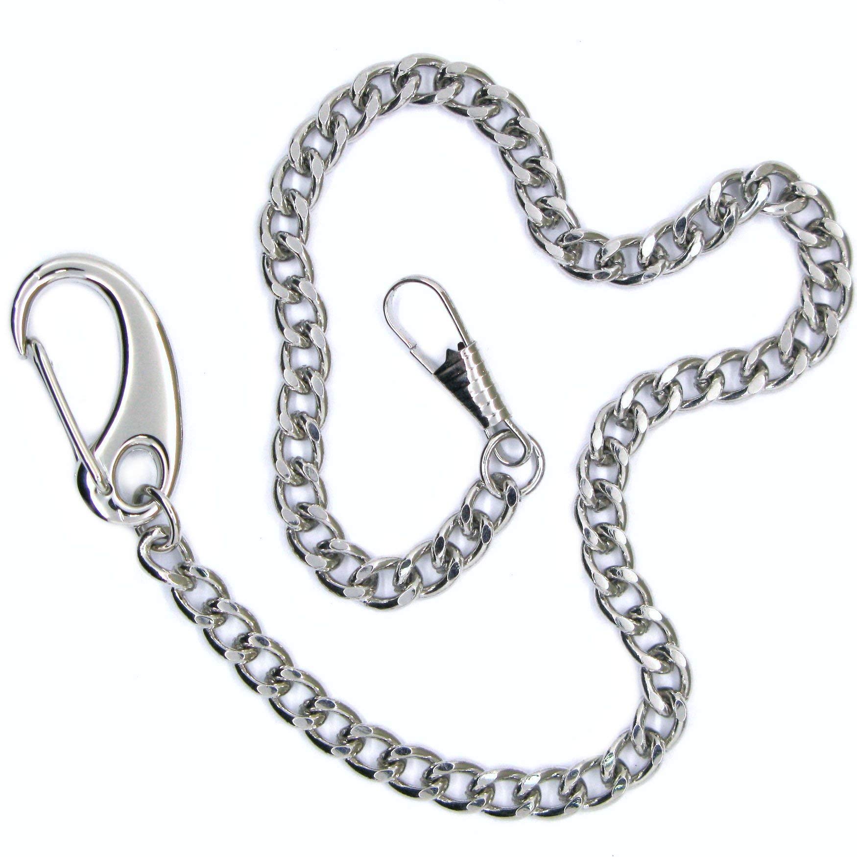 watchvshop Pocket Watch Chain Albert Chain Silver Tone Fine Polish Vest Chain with Large Lobster Claw Clasp FC13A