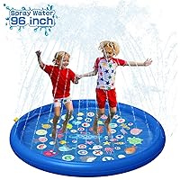 QPAU Inflatable Splash Pad Sprinkler for Kids, Sprays Up to 96 inch, Baby Kids Pool for Learning, Inflatable Water Toys, 60