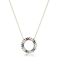 Amazon Collection 18K Yellow Gold Plated Sterling Silver Rainbow Color Pendant Necklace