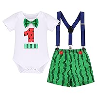 IBTOM CASTLE Cake Smash Outfit Boy 1st Birthday Circus Gentleman Romper+Bloomers+Suspenders 3PCS Clothes Set Photo Props
