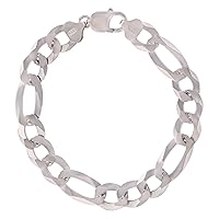DECADENCE 14K Gold or Rhodium Plated Silver Figaro Chain For Men | 1mm-13mm Thick | Solid 925 Figaro Italian Necklaces For Men
