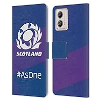 Head Case Designs Officially Licensed Scotland Rugby As One Logo 2 Leather Book Wallet Case Cover Compatible with Motorola Moto G53 5G