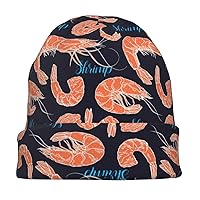 Shrimp Pattern Sea Food Beanie Hat Chemo Knitted Hats Skull Cap Cancer Headwear Scarf Head Wraps
