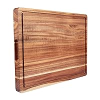 Large Acacia Wood Cutting Boards for Kitchen, 20 x 15 Inch Extra Large Wooden Cutting Board with Juice Groove, Reversible Butcher Block Cutting Board for Meat and Veggies