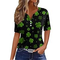Blouses for Women Dressy Casual,Womens Short Sleeve Tops Sexy V Neck Button Boho Tops for Women Going Out Tops for Women