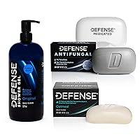 Defense Soap Oatmeal 4 Oz Bar (Pack of 2), Antifungal Medicated Bar Soap, & Body Wash 32 oz - Natural Shower Gel