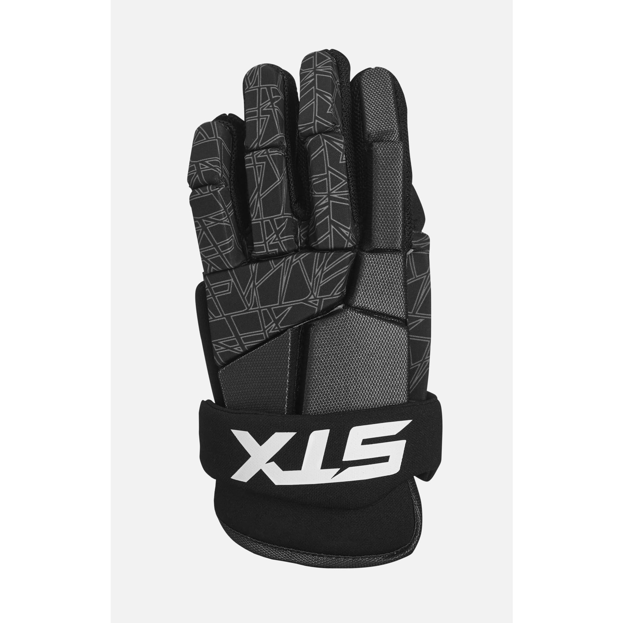 STX Stallion 75 Lacrosse Gloves, Pair, Black/Gray, Small