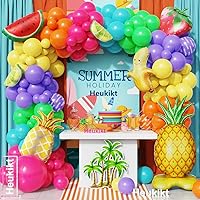 162pcs Fruit Balloon Garland Arch Kit Rainbow Colorful Latex Balloons with Watermelon Strawberry Pineapple Banana Foil Balloon for Summer Hawaii Luau Birthday Pineapple Fruity Party Decoration