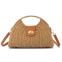 EVEOUT Straw Cross-Body Bag for Women Girls Summer Fashion Summer woven Hobos Shoulder Bag for Travel Vacation Beach Purse