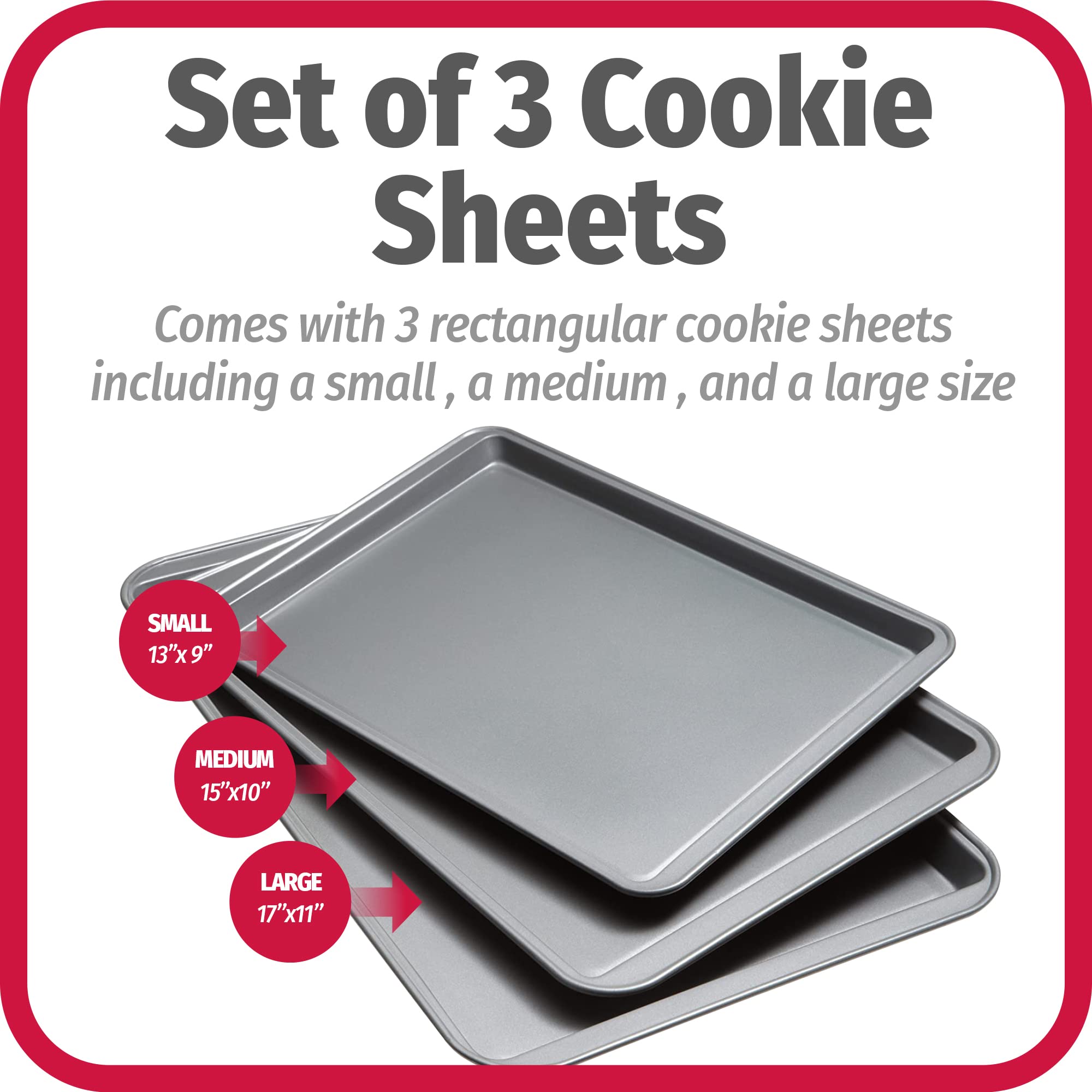 Goodcook Nonstick Steel 3-Piece Cookie Sheet Set