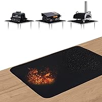 Under The Grill Mat for Royal Gourmet Grill Cart Table PC3401B, 20 x 30in Double-Sided Fireproof Grill Pad for Blackstone 22’’ Griddle, Ninja Woodifre Outdoor Grill, Ooni 12 Pizza Oven, Black